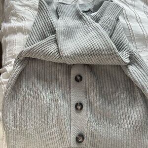 Gray Ribbed Knit Cardigan